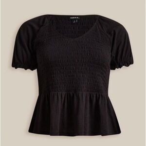 Torrid Black Smocked Peplum Top